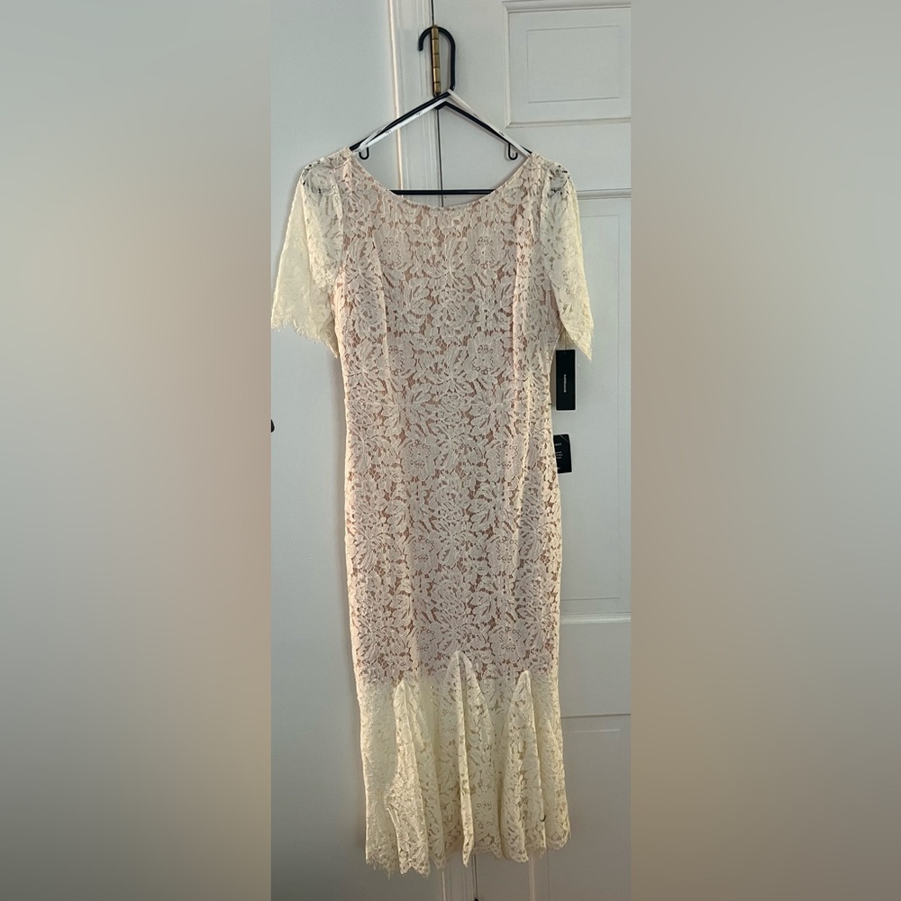 Lulu's Cream Lace Floral Dress
